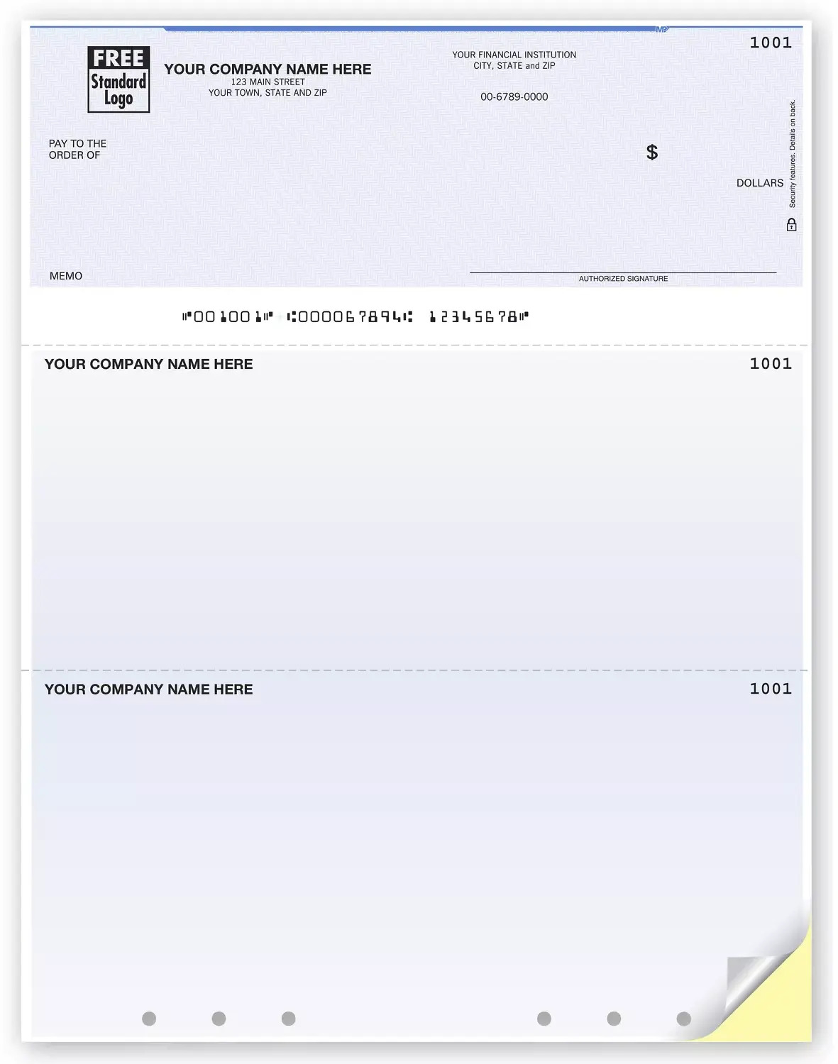 Quickbooks Top Business Check, Unlined, Hole-Punched