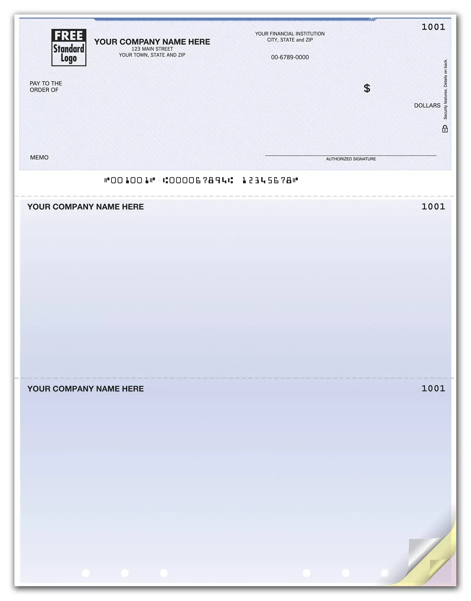 Quickbooks Top Business Check, Unlined, Hole-Punched