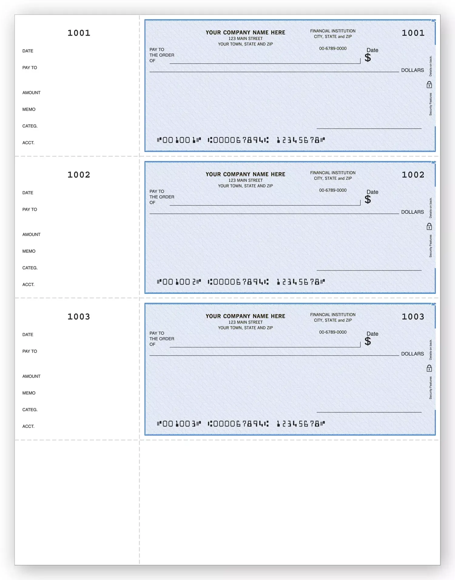 Quickbooks and Quicken Compact Business Checks - Wallet Size