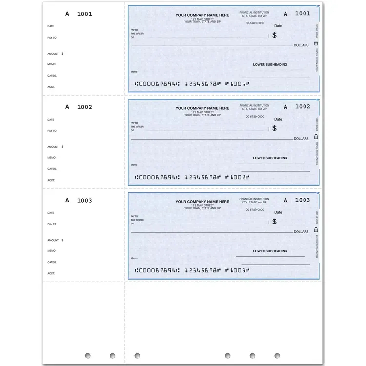 Quickbooks Compact Wallet Check, Lined, Hole-Punched