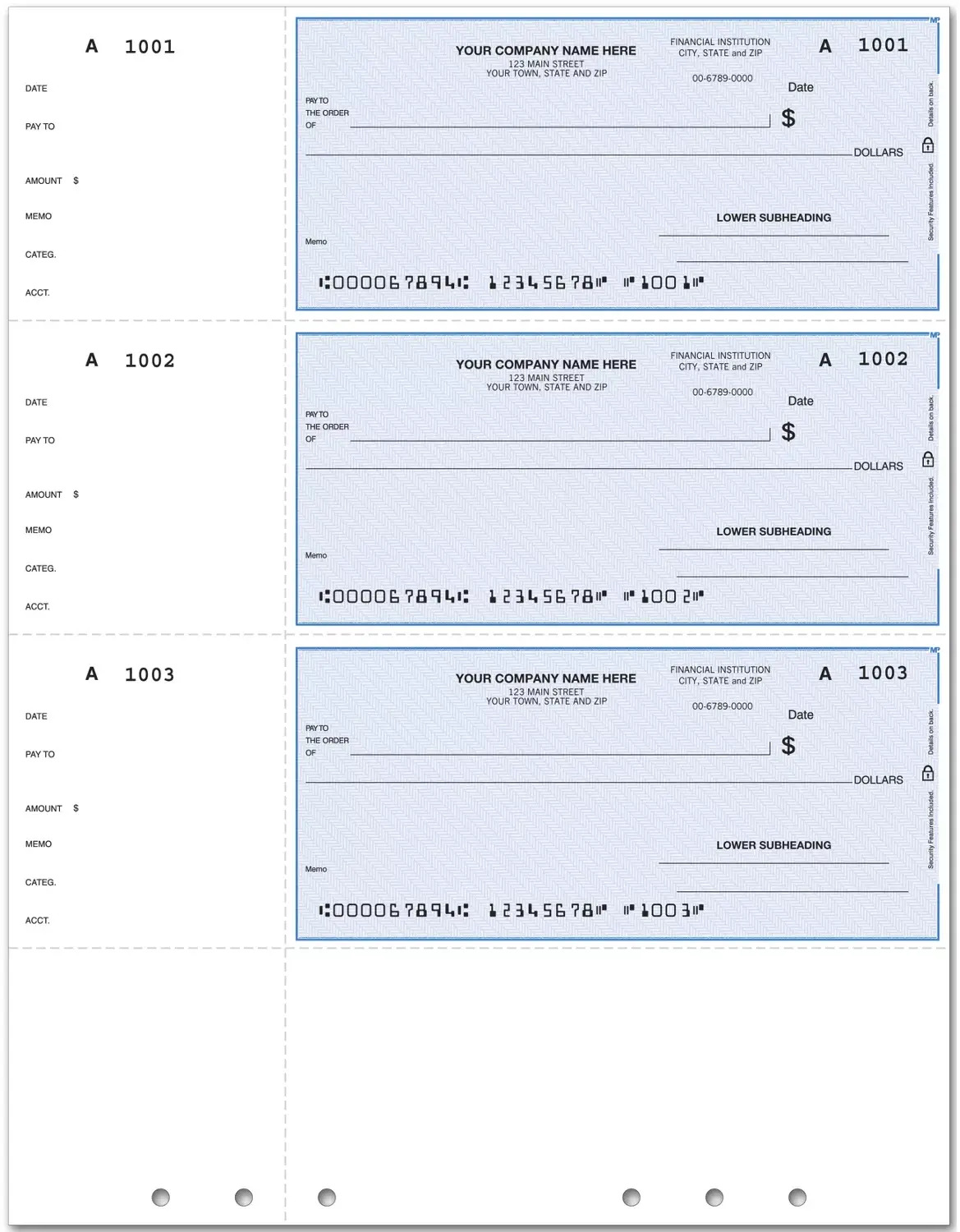 Quickbooks Compact Wallet Check, Lined, Hole-Punched