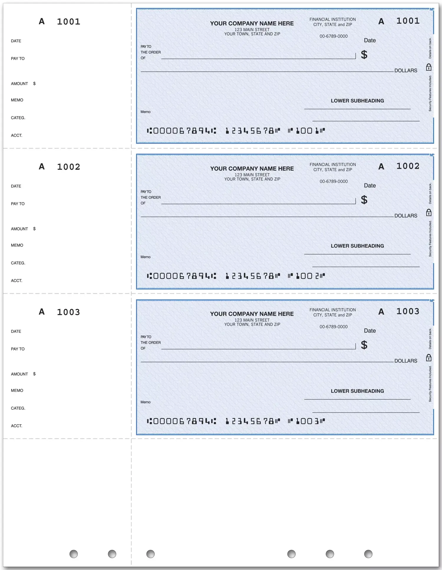 Quickbooks Compact Wallet Check, Lined, Hole-Punched