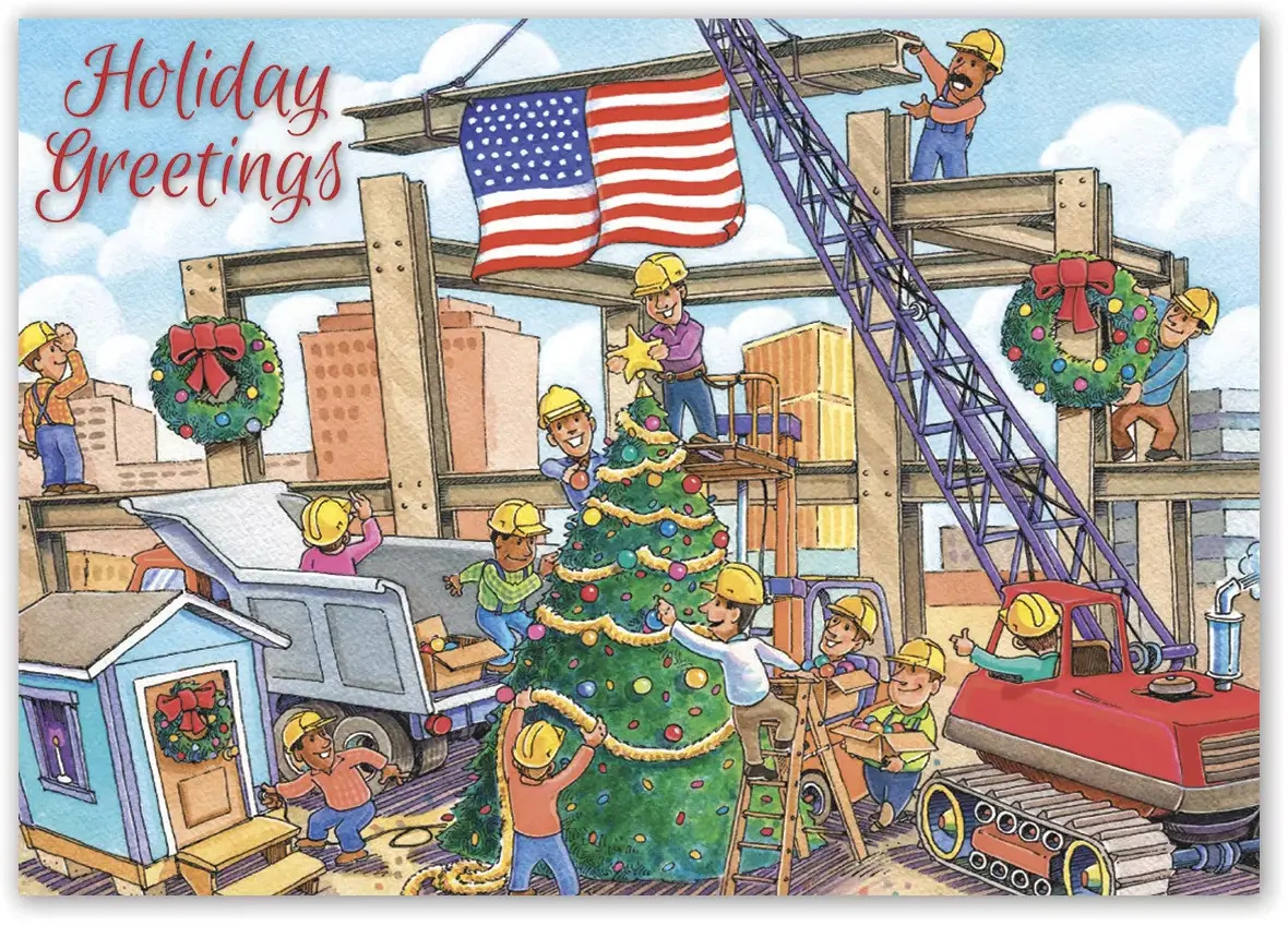 Holiday Contractor Card- Christmas Crane