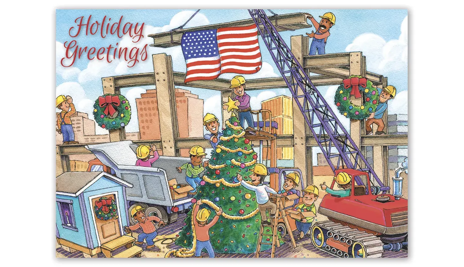 Holiday Contractor Card- Christmas Crane