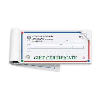 Gift Certificate Books- Primary Colors- High Security