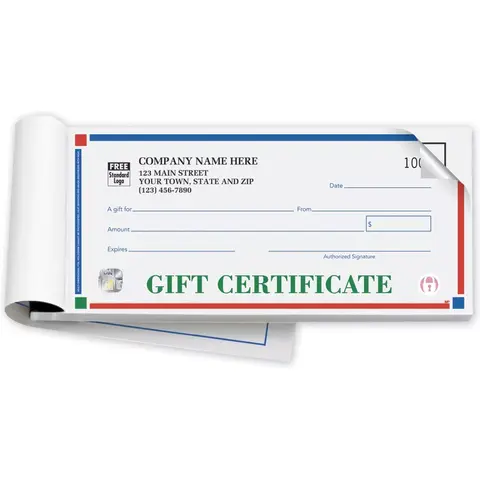 Gift Certificate Books- Primary Colors- High Security