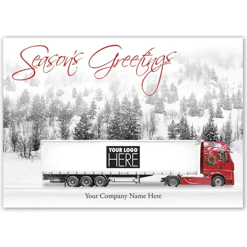 On the Road Truck Driver Holiday Logo Cards