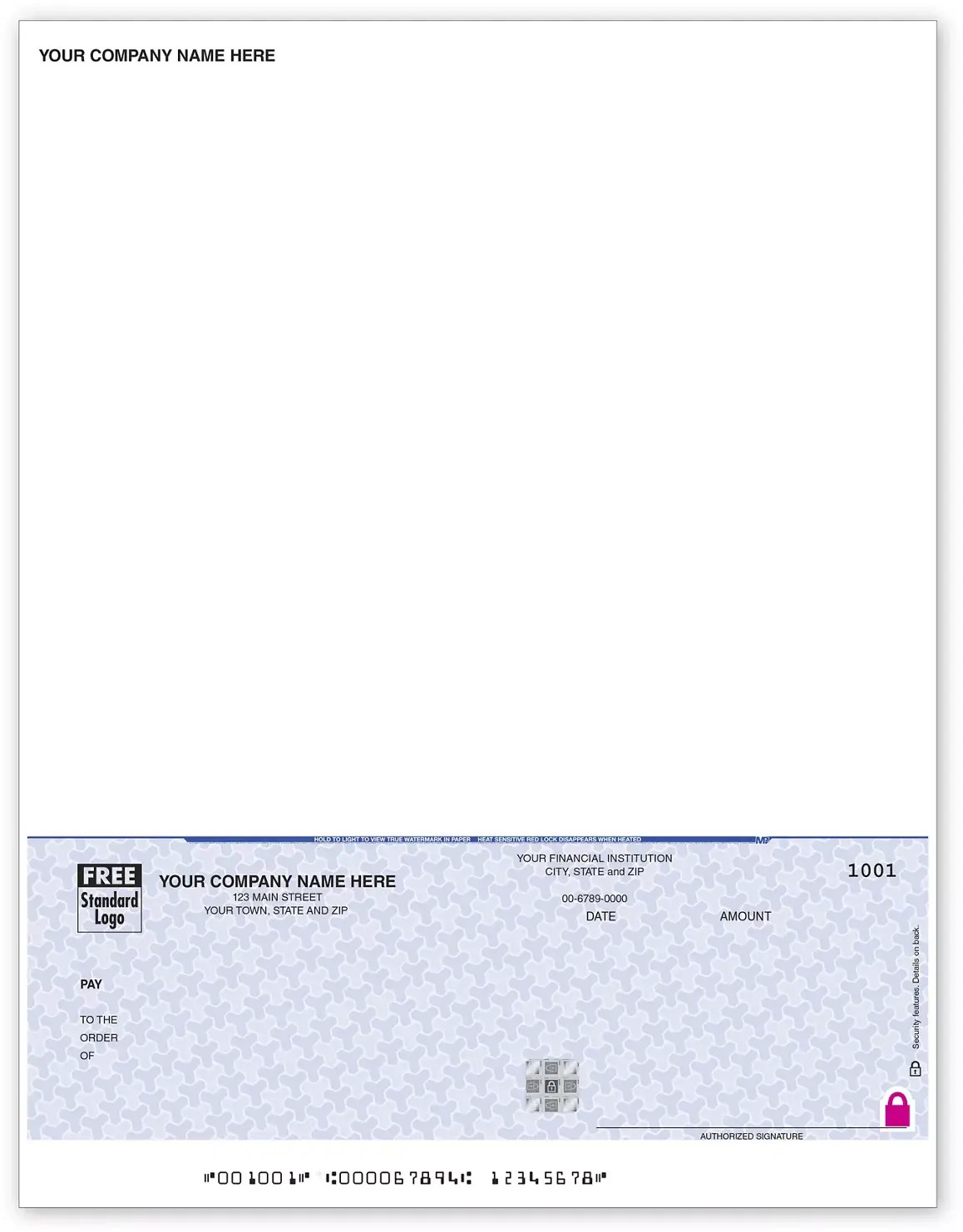 High Security Laser Btm A/P Check