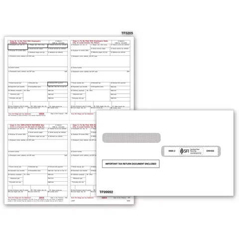 Laser W-2 Tax Forms & Envelopes - Copy B, C, 2+2