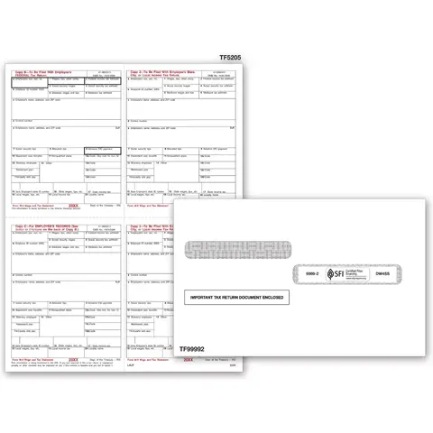 Laser W-2 Tax Forms & Envelopes - Copy B, C, 2+2