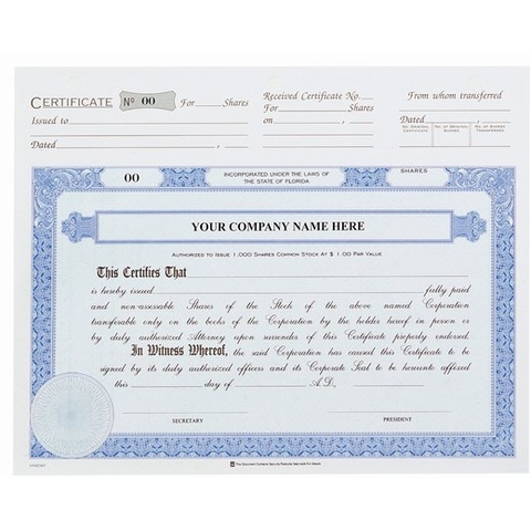 Share Certificates - Top Stub 