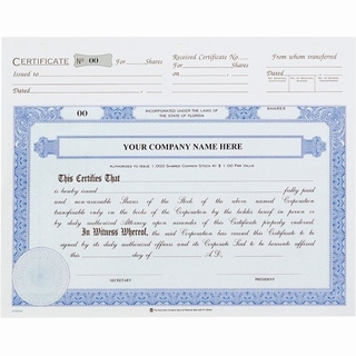 Share Certificates - Top Stub 