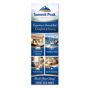 Custom full-color 4x9 inch rack cards with bright graphics and a clean white back for a rack holder