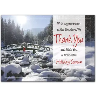 Custom printed holiday greeting cards with gratitude message.