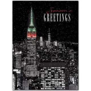 Custom printed holiday cards with a night view of New York city