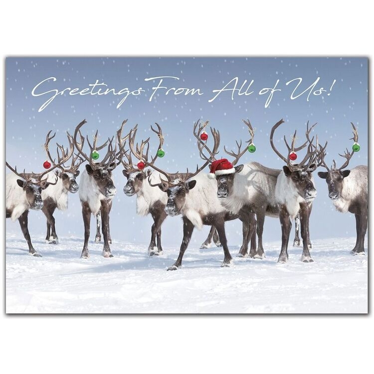 Custom printed greeting cards with reindeer ready for the holidays.