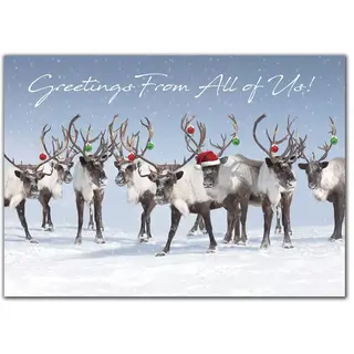 Custom printed greeting cards with reindeer ready for the holidays.