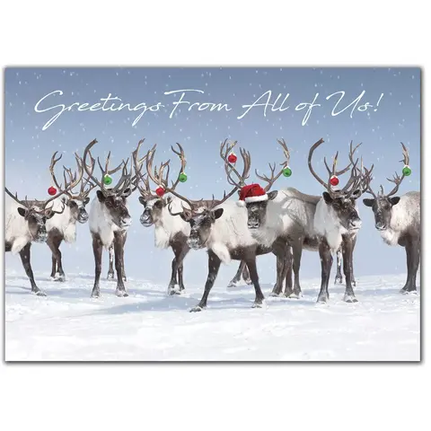 Custom printed greeting cards with reindeer ready for the holidays.