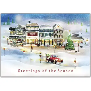 Custom printed holiday greeting cards with traditional scene
