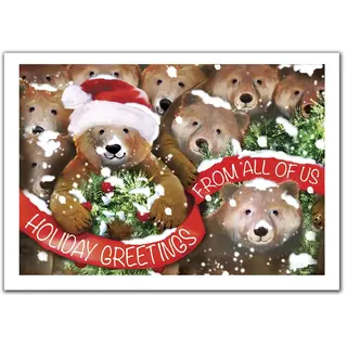 Customized holiday greeting cards with cute bears