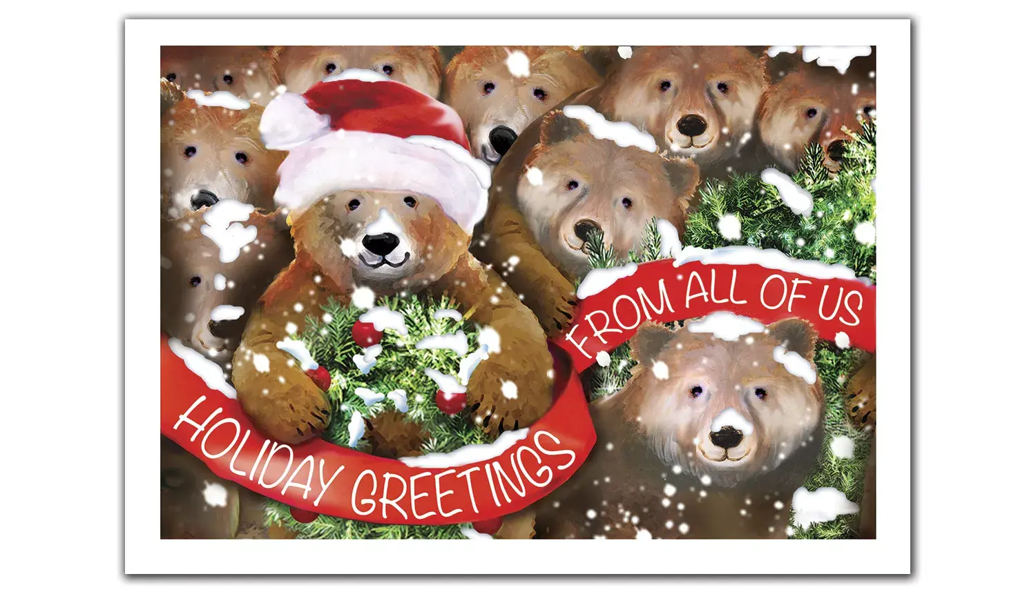 Customized holiday greeting cards with cute bears
