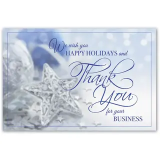 Silver Snowflake ornament holiday postcards that are custom printed