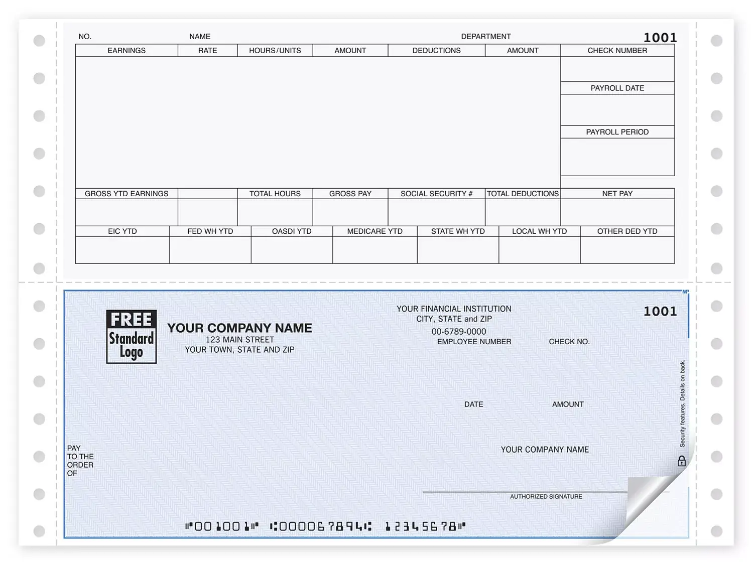 Daceasy software compatible dot matrix payroll checks.