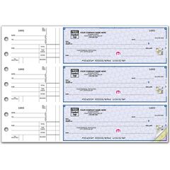 High security 3-to-a-page business checks featuring a foil hologram. For use with check binder.