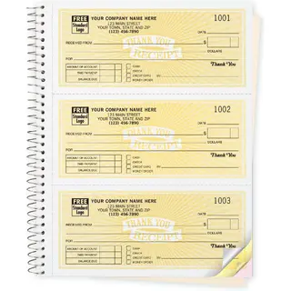 Triplicate Receipt Books- Spiral Bound - Thank You