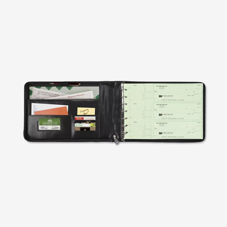 Banking supplies such as deposit books and check binders