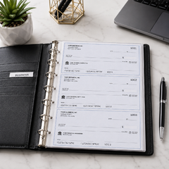 Business checks with 3 per page to go in check binder