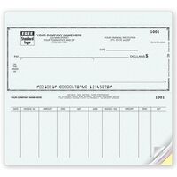Customized business checks with voucher on top
