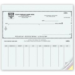 Customized business checks with voucher on top