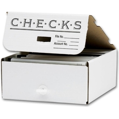 Business checks storage boxes and bags
