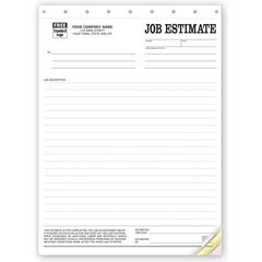 Carbonless pre-printed job estimates for contractors