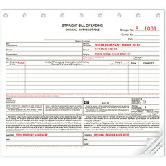 Custom printed bills of lading for shipping businesses