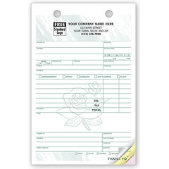 Custom printed florist order taking forms