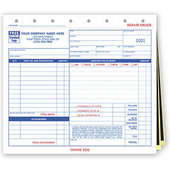 Custom printed automotive business forms