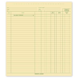 Manual vendor ledgers for accounting