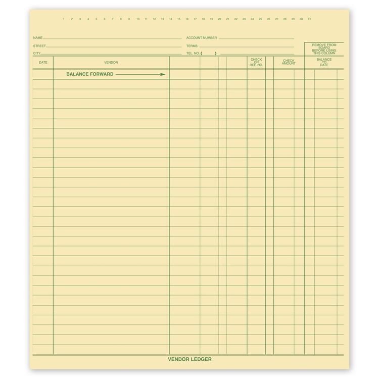 Manual vendor ledgers for accounting