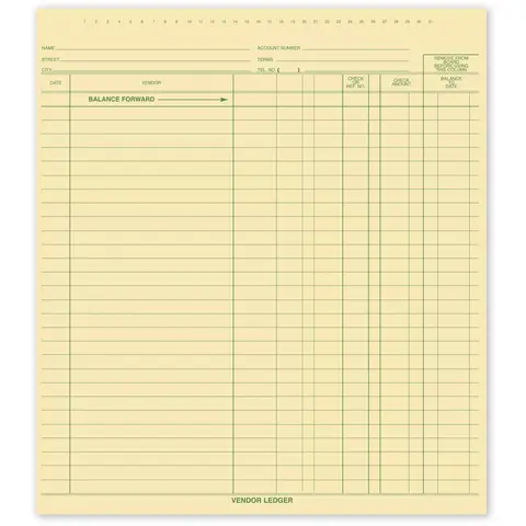 Manual vendor ledgers for accounting