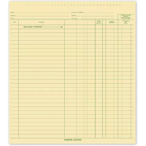 Manual vendor ledgers for accounting