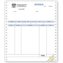 Custom printed invoices for pin feed printers