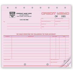 Custom printed credit memos for small business