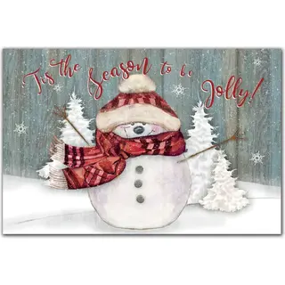 Winter Holiday Postcards with Red Scarfed Snowman