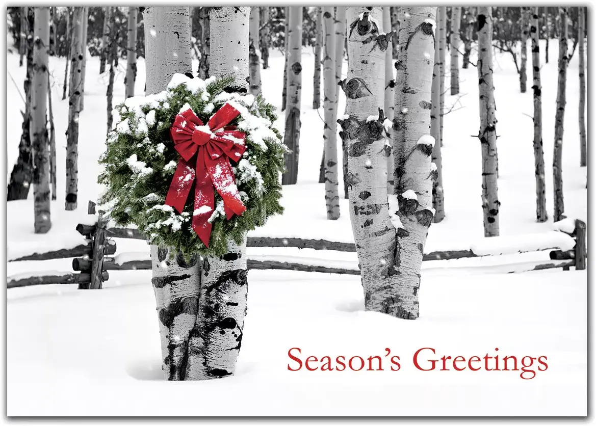 Business Holiday Cards with Logo - Lonely Wreath