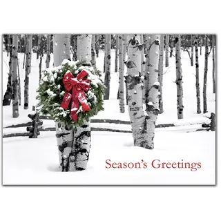 Business Holiday Cards with Logo - Lonely Wreath