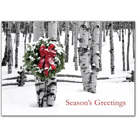 Business Holiday Cards with Logo - Lonely Wreath