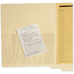 Medical file pockets to insert patient forms into their file folders