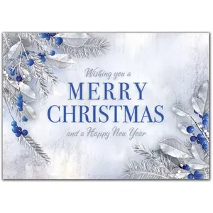 Custom Christmas Cards with Blue and Silver Accents